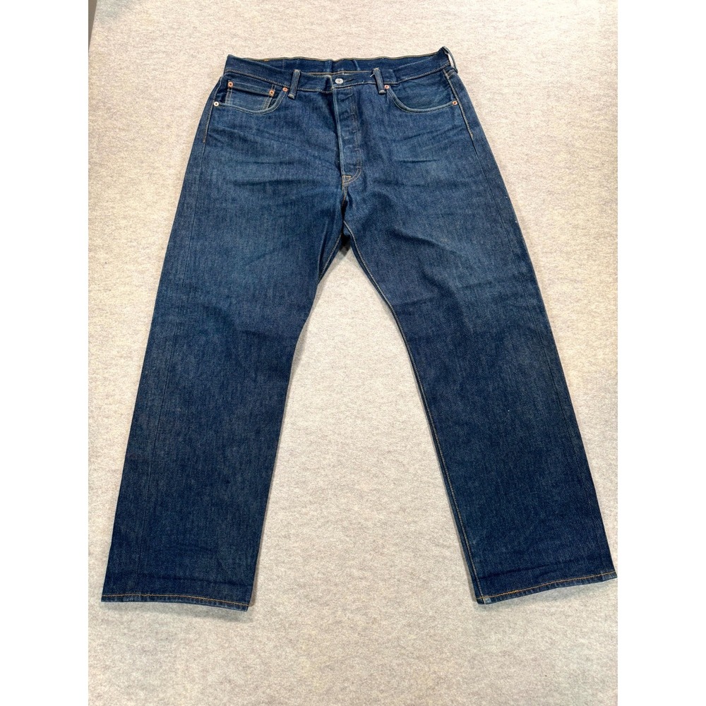 Levis 501 Jeans Mens 38x30 Blue Denim Cotton Dark Wash Straight Leg High Rise